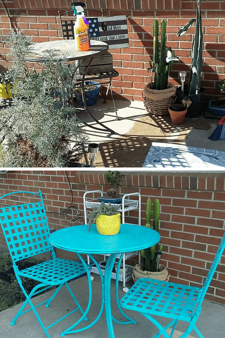 From drab to fab. D.I.Y. Bistro Table & Porch Refresh with Mean Green.