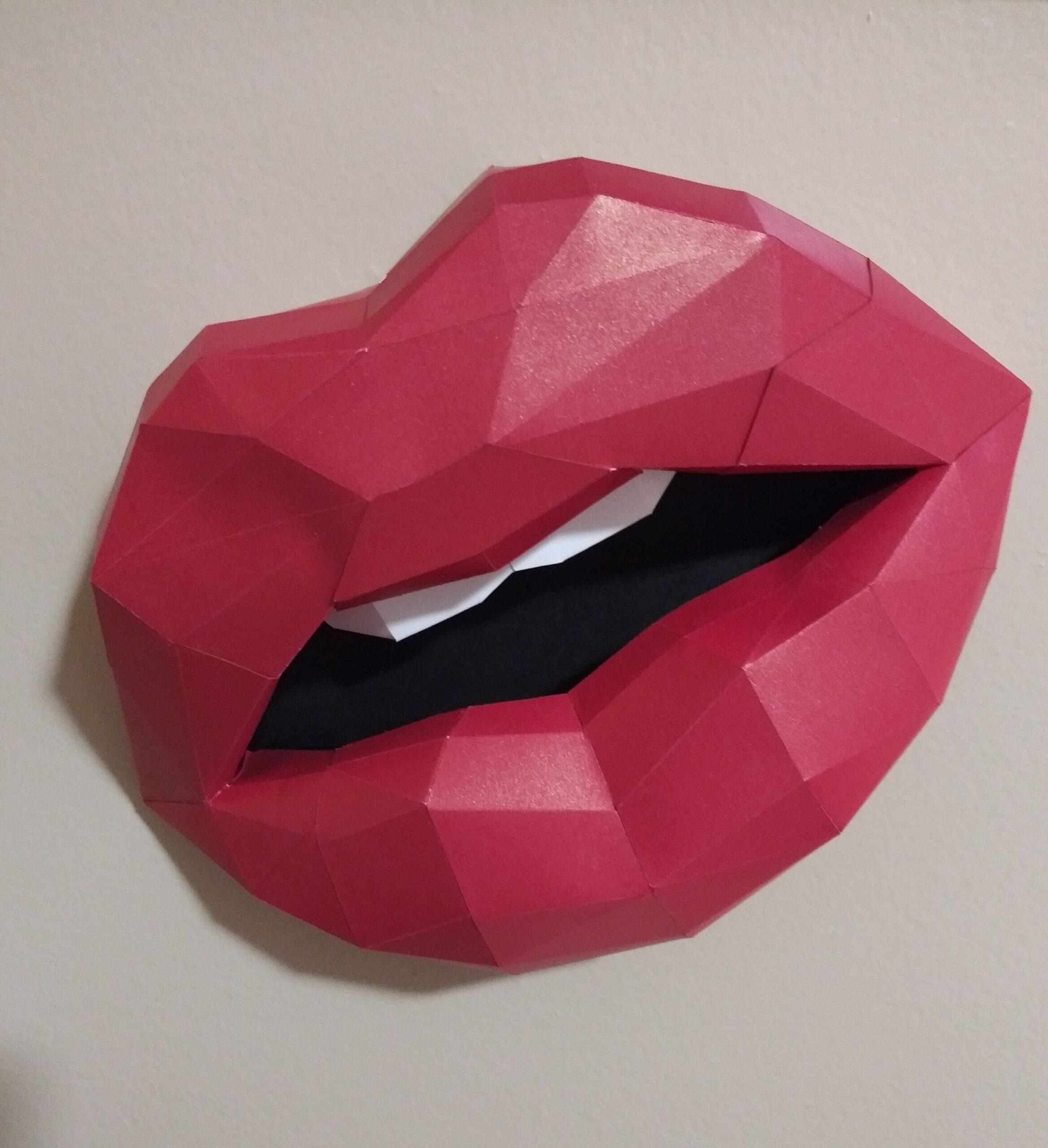 Pucker Up 3D paper mache lips