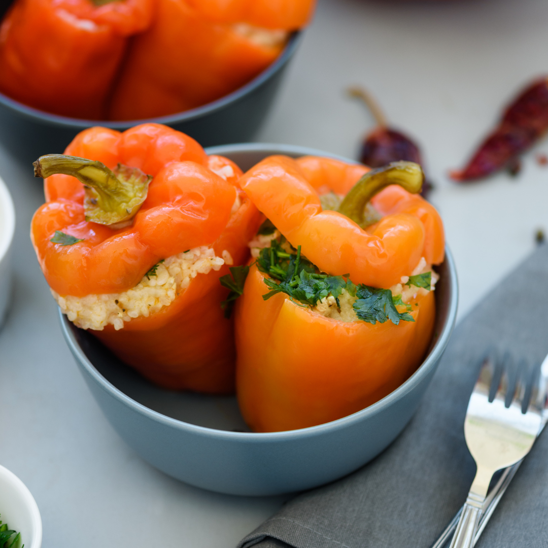 Chicken and kale stuffed peppers